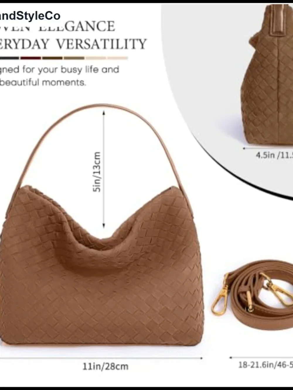 Woven Tote Bag for Women PU Leather Top Handle Shoulder Handbag Hobo Purse